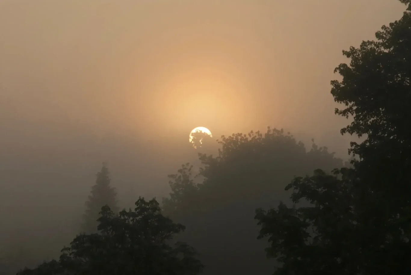 Klarheit wie die Sonne im Morgendunst, die ihre Schleier ablegt Selbsterkenntnis und Körper, Seele & Geist im Einklang. Klarheit & ganzheitliche Heilung, wie die Sonne, die durch den Morgendunst strahlt